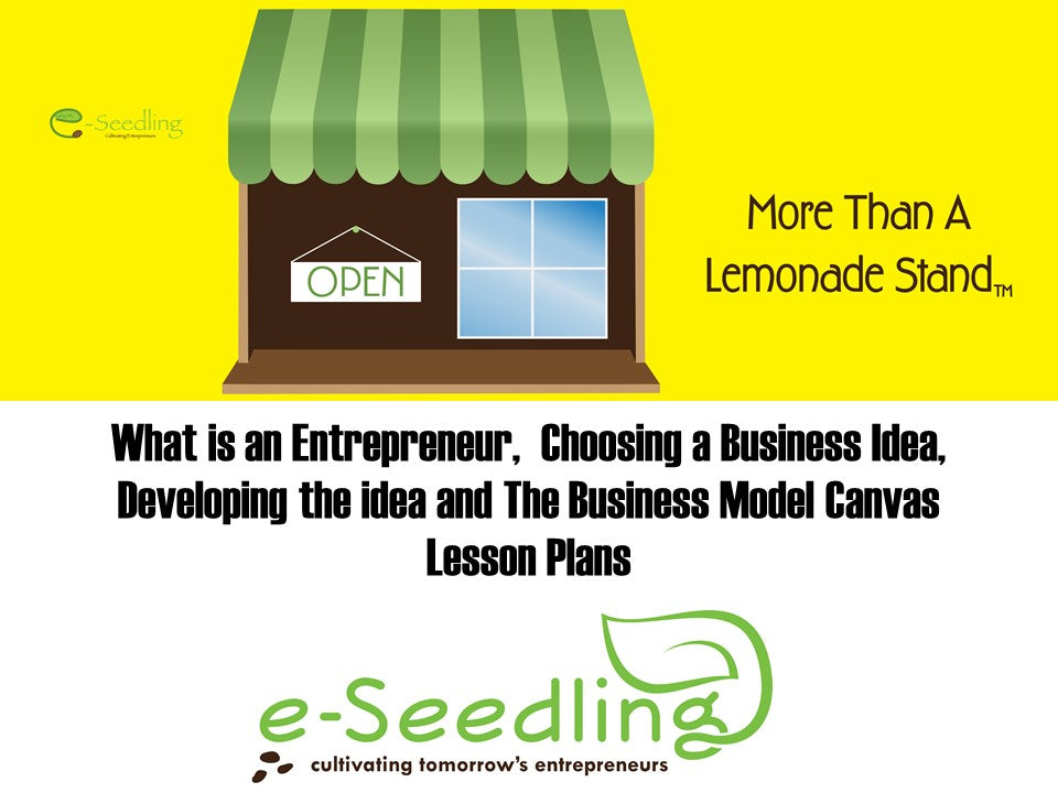 Tax Exempt Orgs-Entrepreneurship 101 - Developing a Business Idea and Business Model Canvas Lesson Plans (Electronic Files)